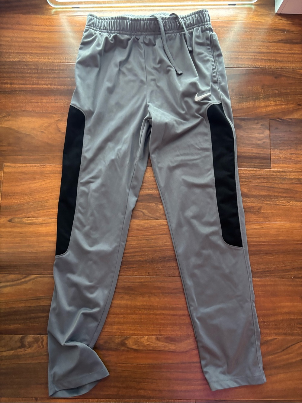 Nike kids Gray Athletic Track Pants with Black Side Panels